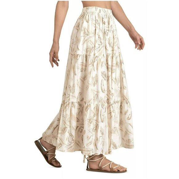 Elan Tiered Boho Feather Full Skirt Medium NWT - Picture 2 of 7